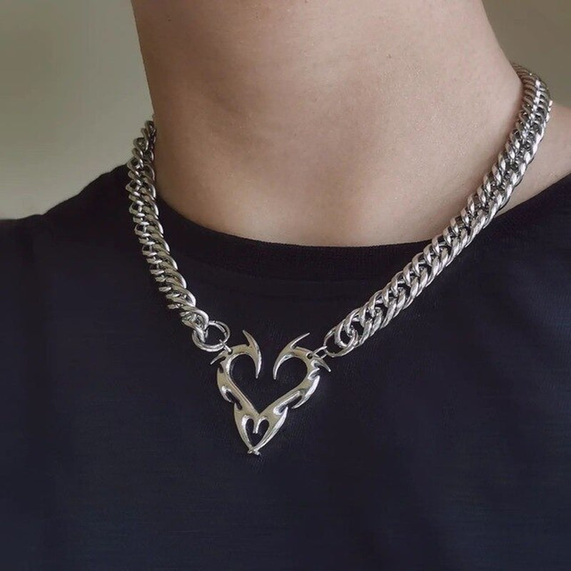 [ Grunge ] Unisex Heart Necklace - projectshades