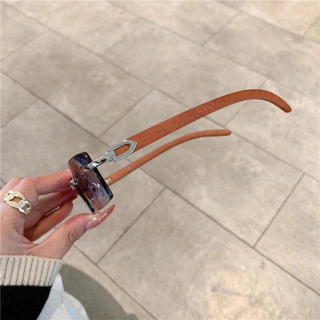 [ Woody ] Sustainable Rimless Sunglasses - projectshades