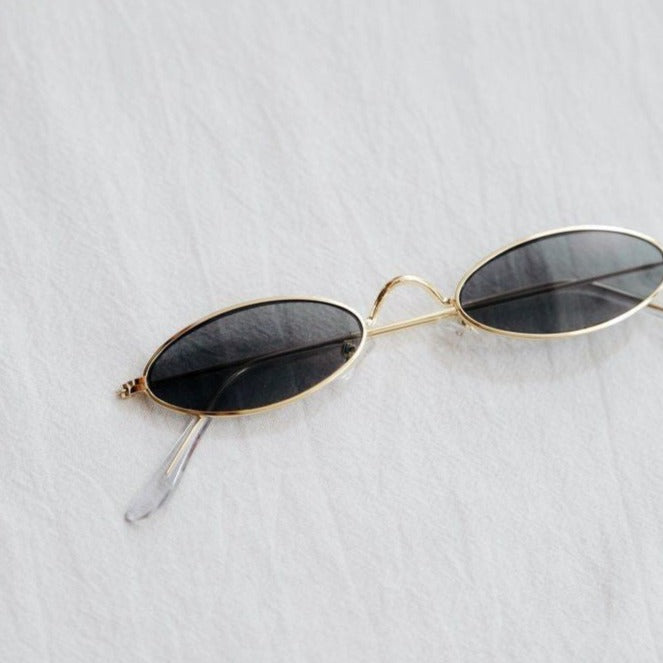 [ Siobhan ] Black Oval Metal Sunglasses - projectshades